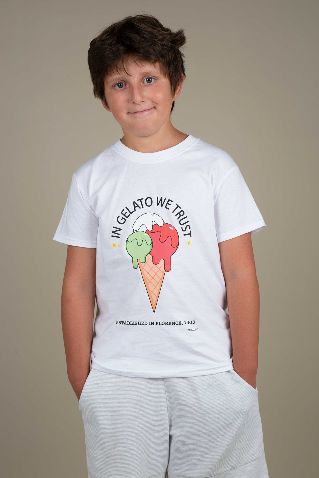 T-shirt girocollo per bambini &quot;In Gelato We Trust&quot;