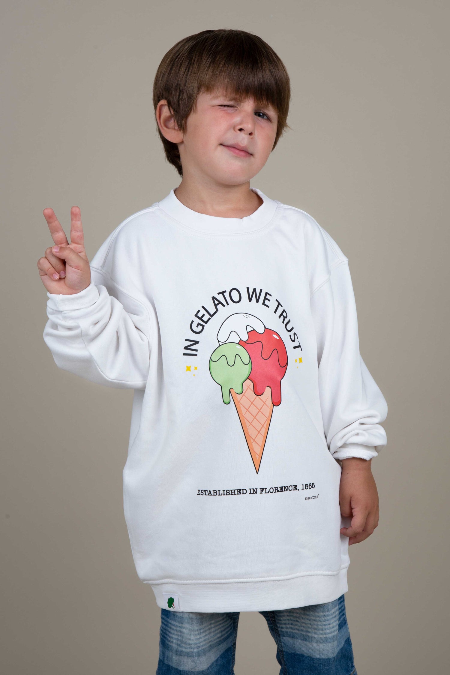 Classic kids sweatshirt &quot;In Gelato We Trust&quot;